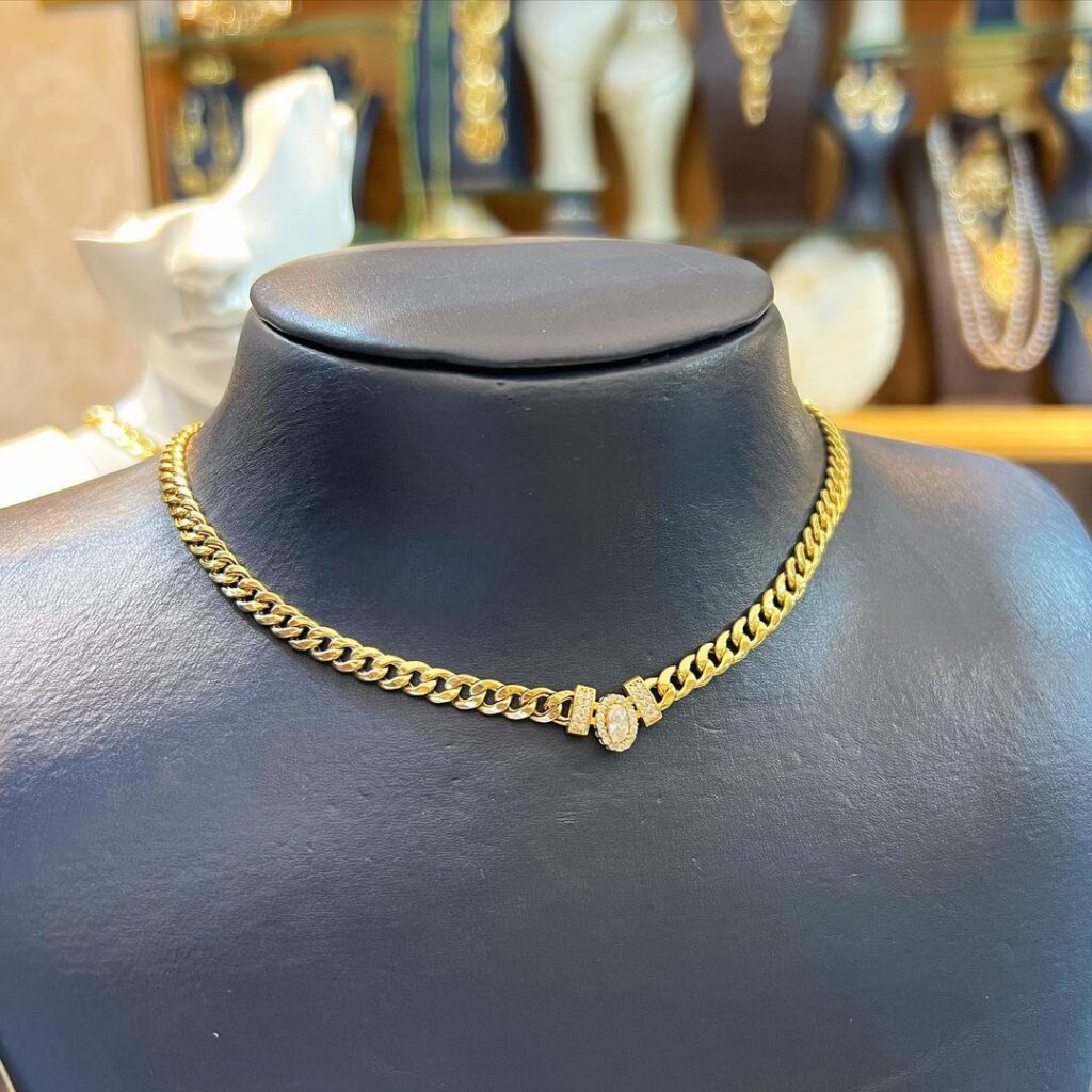 Collier Or 18k Avec Diamants - 10.77 Grs Or, 1.65 Ct Diamants - Bijou Occasion Rénové